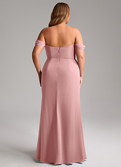 Azazie Saige Brautjungfernkleider Wandelbar A-Linie Schulterfrei Chiffon Kleid Altrosa image15