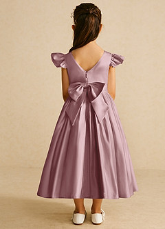 Azazie Violeta Blumenmädchenkleider Ballkleid Schleifen Matte Satin Kleid Altrosa image2