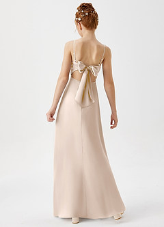 Azazie Shale Junior A-Linie Stretch-Satin Kleid Alabaster Weiß image4