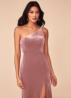 Azazie Kala Bridesmaid Dresses Dusty Rose A-Line One Shoulder Velvet Dress image5