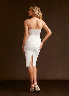 Azazie Kat Wedding Dresses Diamond White Sheath Straight Lace Lace Dress image2