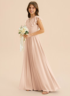 Azazie Anysa Junior Robe Trapèze en Mousseline de soie Rayé Rose Perle image6