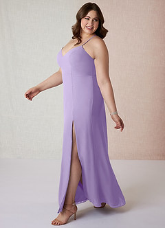 Azazie Manila Bridesmaid Dresses Lilac Sheath V-Neck Chiffon Dress image9