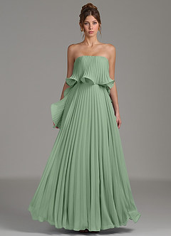 Azazie Alexia Robes de demoiselle d'honneur Robe Trapèze en Mousseline de soie Rayé Matcha image4