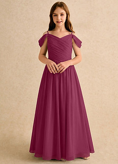 Azazie Chelo Girls Formal Flower Girl Klänningar Klä A-Linje i Chiffong Plisserad image4