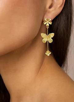 front Orecchini pendenti a forma di farfalla dorata