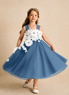 Azazie Dovey Abiti da Ragazza di Fiori Abito Principessa in Tulle Fiocco Crepuscolo image4