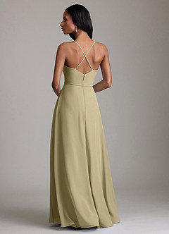 Azazie Naeem Bridesmaid Dresses Moss Green A-Line V-Neck Ruffle Chiffon Dress image2