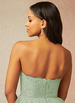 Azazie Roni Bridesmaid Dresses Dusty Sage A-Line Sweetheart Neckline Tulle Convertible Dress image4