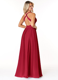Azazie Ashia Final Sale Scarlet A-Line Pleated Chiffon Dress image2
