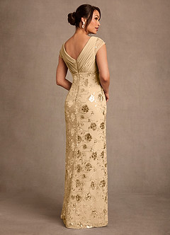 Azazie Tabby Suknie dla Matki Panny Młodej Osłona Pofałdowany Cekiny Długość podłogi Sukienka image2