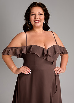 Azazie Lyra Bridesmaid Dresses Ganache A-Line Chiffon Convertible Dress image17