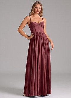Azazie Tyla Bridesmaid Dresses Merlot A-Line Sweetheart Neckline Stretch Satin Dress image3