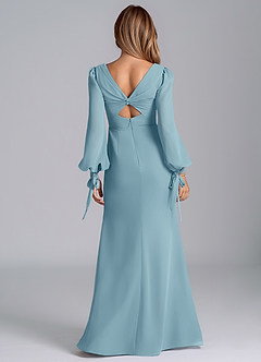 Azazie Leigh Brudtärnklänningar Klänning av Sjöjungfru i Chiffong Långärmad Moody Blue image3