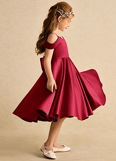 Azazie Favia Flower Girl Dresses Scarlet A-Line Off the Shoulder Matte Satin Dress image5