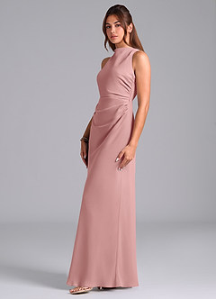 Azazie Evadne Bridesmaid Dresses Dusty Rose A-Line Pleated Chiffon Dress image5