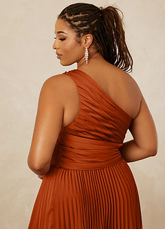 Christian Siriano Bridal for Azazie 1008 Bridesmaid Dresses Burnt Orange A-Line One Shoulder Stretch Satin Dress image15