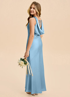 Azazie Rylina Junior Steel Blue Mermaid Stretch Satin Dress image5