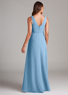 Azazie Nelly Bridesmaid Dresses Steel Blue A-Line Pleated Chiffon Dress image5