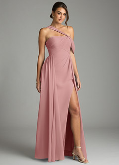 Azazie Kassandra Bridesmaid Dresses Dusty Rose A-Line Off the Shoulder Chiffon Dress image5