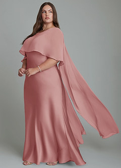 Azazie Stefania Vestidos de damas de honor Vestido Rosa Polvorienta de Satén Elástico de Línea A image10