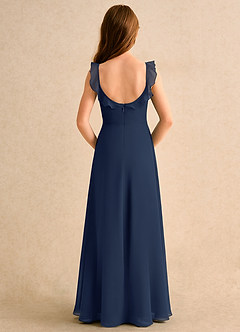 Azazie Chip Girls Formal Flower Girl Dresses Dark Navy A-Line Sleeveless Chiffon Dress image2