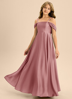 Azazie Rowena Junior Dusty Rose A-Line Bow Stretch Satin Dress image6