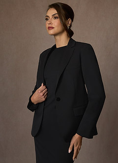 front Charlotte Preto Blazer de trama refinada