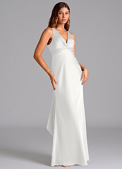 Azazie Hati Brudtärnklänningar Klä av Sjöjungfru i Stretch Satin Vit image4