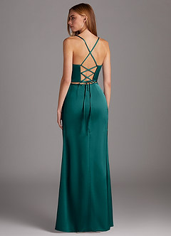 Azazie Brookelle Bridesmaid Dresses Peacock Sheath Sweetheart Corset Stretch Satin Dress image3
