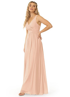 Azazie Kora Abiti da Damigella Abito A-Line in Chiffon Plissettato Rosa Inglese image4