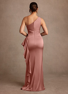 Azazie Yvette Mother of the Bride Dresses Rosette Sheath One Shoulder Stretch Satin Dress image2