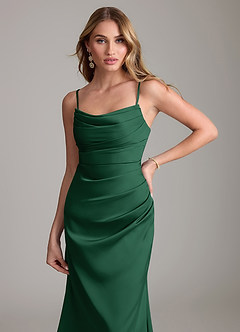 Azazie Lucille Bridesmaid Dresses Dark Green Mermaid Strapless Stretch Satin Convertible Dress image5