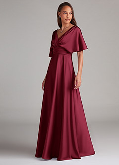 Azazie Pamela Brautjungfernkleider A-Linie Plissee Stretch-Satin Kleid Burgunderrot image4