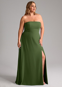 Azazie Wren Bridesmaid Dresses Olive A-Line Side Slit Chiffon Convertible Dress image12