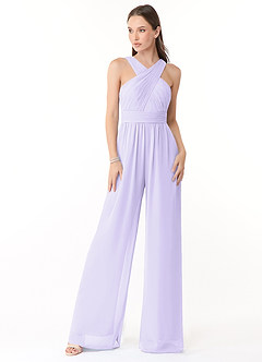 Azazie Berdie Bridesmaid Dresses Lilac Halter Chiffon Jumpsuit image1