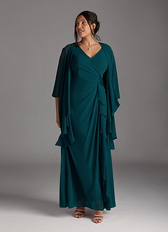 Azazie Manuella Abiti per la Madre della Sposa Abito A-Line in Chiffon con Scollo a V a Pieghe Pino image12
