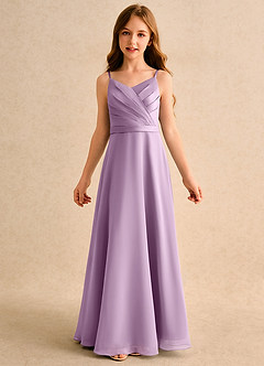 Azazie Umina Girls Formal Robe Demoiselle D'honneur Fillette Robe Trapèze en Mat Satiné Plissée Glycine image6