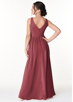 Azazie Sawyer Junior Merlot A-Line Pleated Chiffon Dress image2