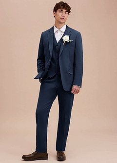 front Ethan Dark Navy Refined Weave 3-piece Suit