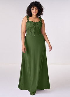 Barbie ♥ Azazie Bridesmaid Dresses Olive A-Line Sweetheart Neckline Chiffon Dress image6