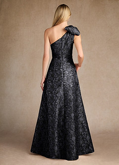 Azazie Easton vestidos de madre de la novia Vestido de Negro de Jacquard de Corte en A con Hombro unilateral image3
