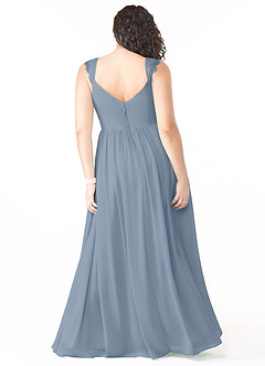 Azazie Cleobella Jurken voor bruidsmeisjes Jurk van Chiffon met A-Lijn Zoethart kant Stoffig Blauw image9
