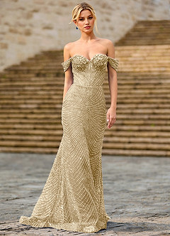 Juniper Champagne Blonde Illusion Gallakjole image3