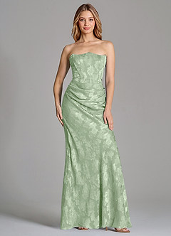 Azazie Ezrena Robes de demoiselle d'honneur Robe Sirène Convertible en Blumen-Burnout Sans bretelles Vert Sauge image3