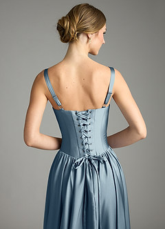 Azazie Evadina Suknie dla druhen Linia A Gorset Satyna elastyczna Do ziemi Sukienka image6