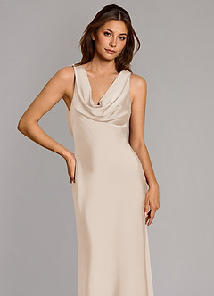 Azazie Cheryl Bridesmaid Dresses White Alabaster Mermaid Stretch Satin Dress image6