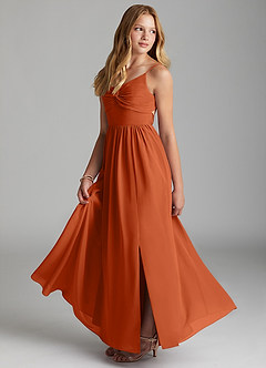 Azazie Zeya Junior A-Linie Chiffon Kleid Gebranntes Orange image4