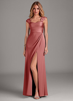 Azazie Laila Bridesmaid Dresses Antique Rose A-Line Sweetheart Neckline Stretch Satin Dress image1