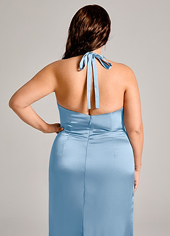 Azazie Valerie Suknie dla druhen Syrena Pofałdowany Satyna elastyczna Do ziemi Sukienka image8